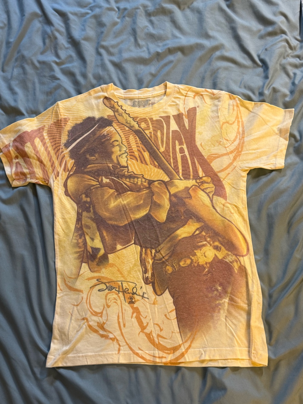 Vintage Jimi Hendrix Shirt Mens Small Yellow Rock Psychedelic Band Tee 2009